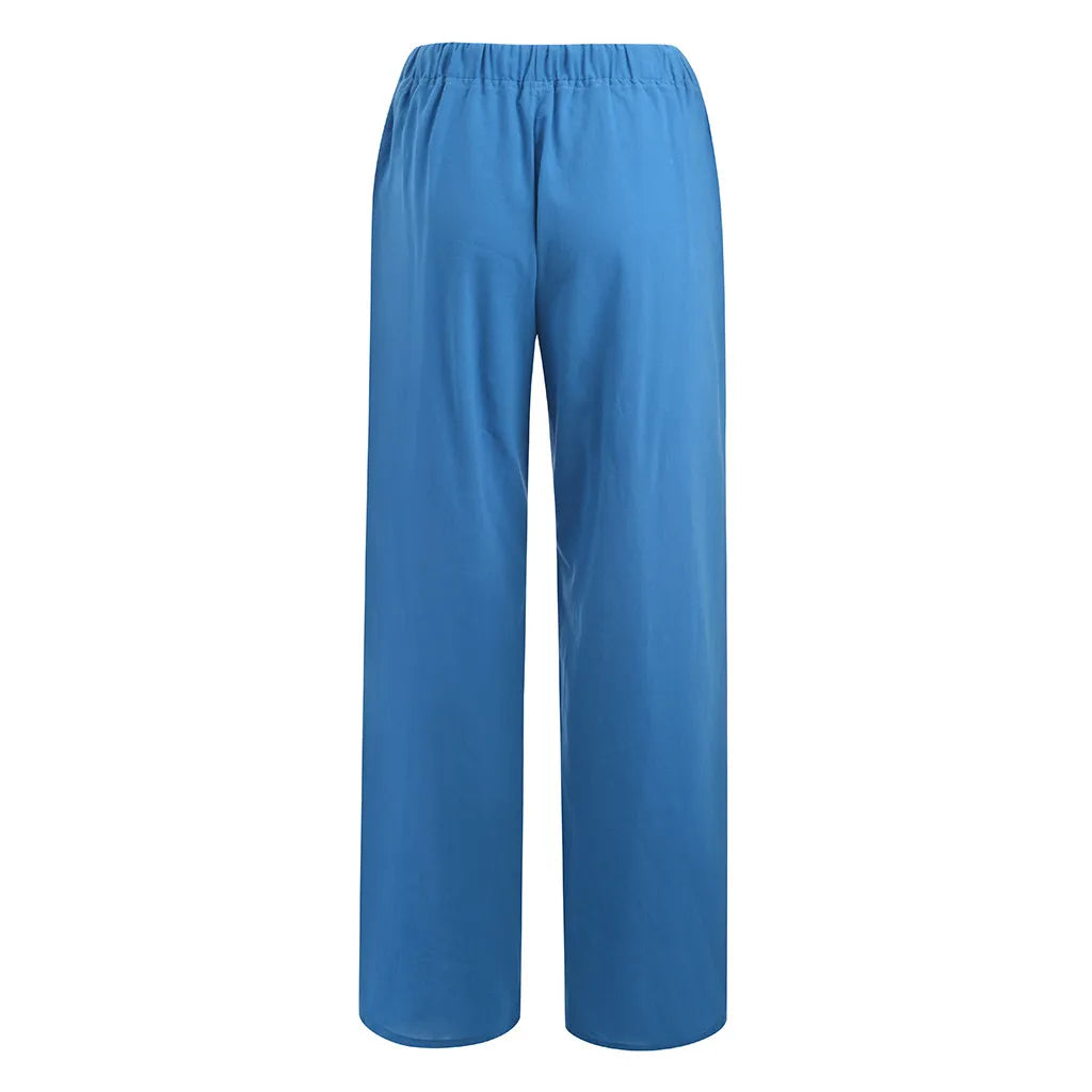 Pantaloni di colore solido casual di signore cotone in lino di cotone sport sciolti pantaloni battiti da donna