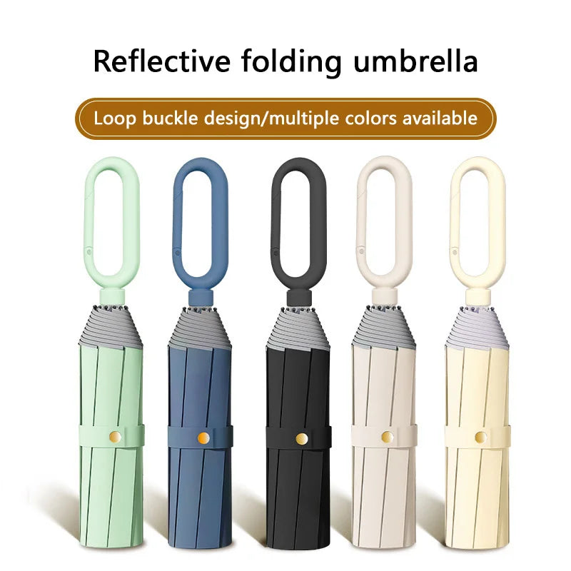 Xiaomi 8-bone Triple Fold Umbrella Hand Open Loop Buckle Umbrella Black Rubber Sunscreen Dual Use Wind Water Resistant Umbrella