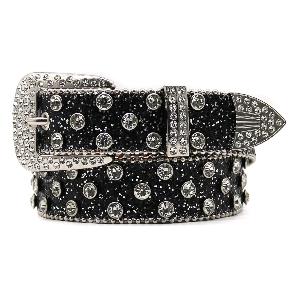 Western Cowgirl Bling Studded Design Leather Diamond Belt Men Women Fashion Dazzling Rhinestone Belt for Jeans Dress