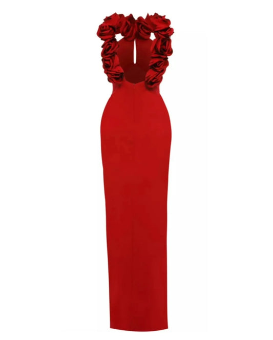 Red Color Women Sexy Off the Shoulder Florals Bodycon Long Bandage Dress Wedding Party Mermaid Celebrate Outfit Vestido