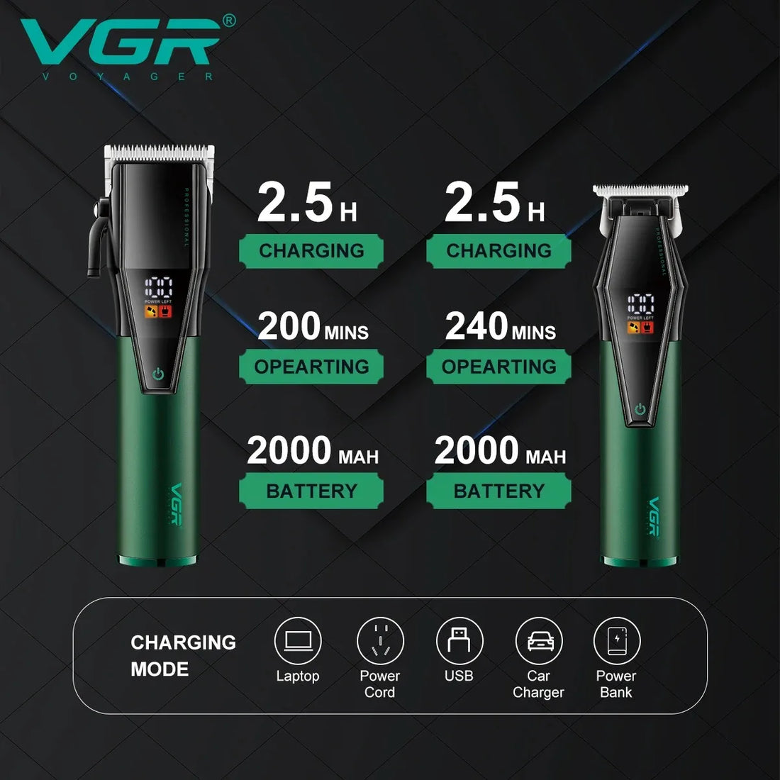 VGR Hair Trimmer Electric Barber Clippers Cordless Hair Cutting Machine Professional Choice Haircut Set Trimmers for Men V-677