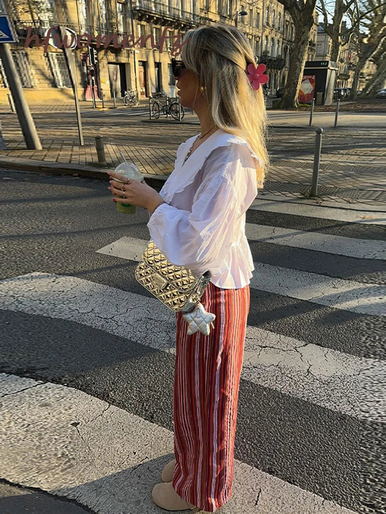 Chic lacet up plissée femmes chemises Blouses Lantern Sleeve White Female Streetwear lâche 2024 Spring Summer Abell Elegant Lady Top