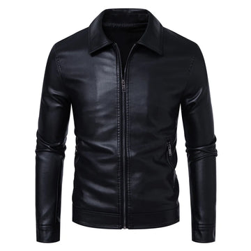 TRAF Stylish Men's Leather Outerwear Slim Fit Durable Zipper High - Quality Leather Perfect for Elevating Your Look Comfort