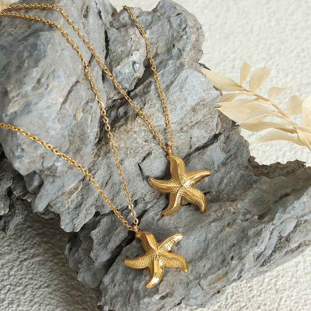 Stainless Steel Star Pendant Necklace for Women Punk Style Gold Plated Jewelry Girl Aesthetic Neck Chain Couples Gifts