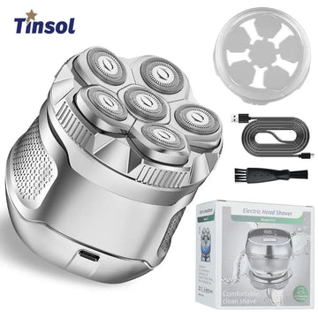 Tinsol New Bald Men's Titanium Electric Hair Clipper Razor 6D Magnetic Hair Trimmer Rechargeable Waterproof Facial Repairer