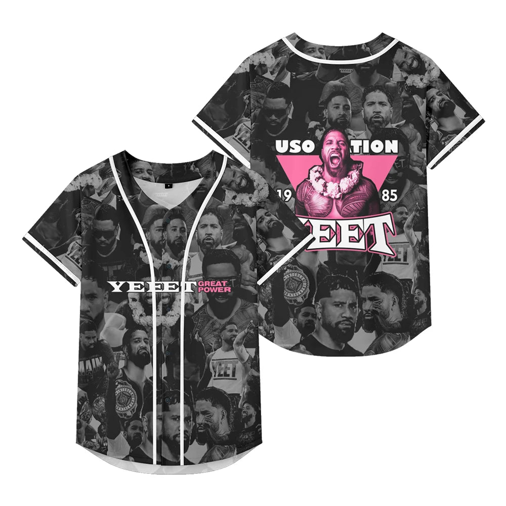 Jey Uso Yeet Baseball Shirt Men Women Hipster Hip Hop Short Sleeve Baseball Jersey Tee Shirt Street Wear Summer Tops