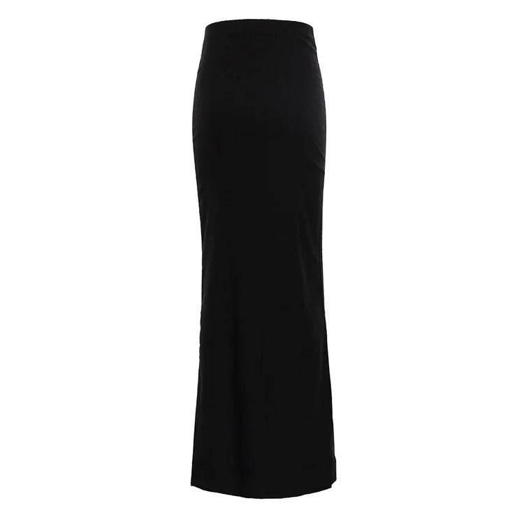 2024 Fashion For Women Black Long Mirts High Taies Slim Slim sans couture Élégant Dames Robe décontractée Summer 2023 Nouvelles jupes maxi féminines