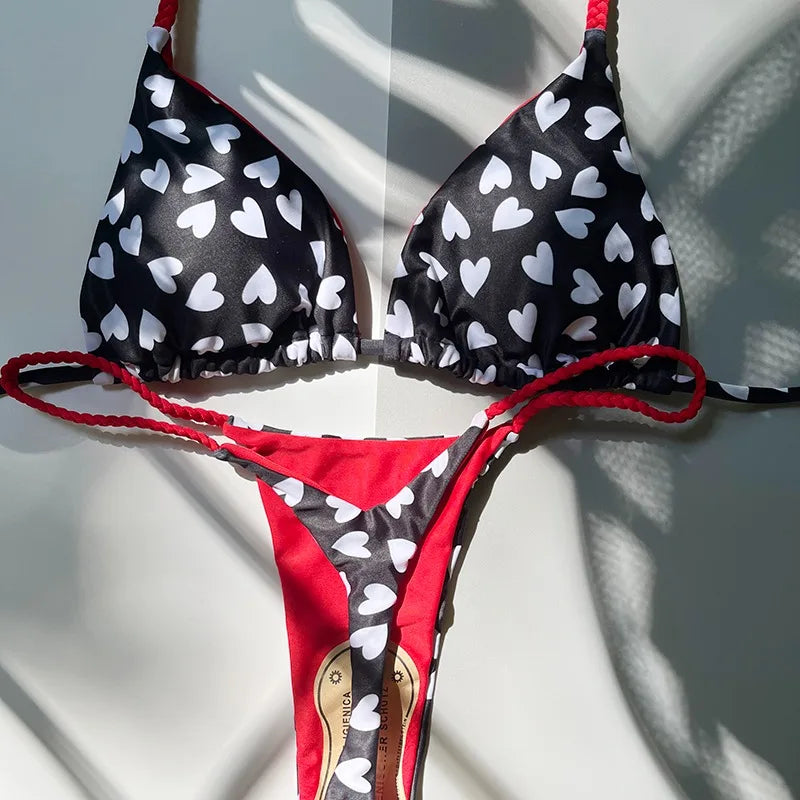 Badebekleidung Frauen 2024 sexy brasilianische Bikini Set Tanga Tong Taille Schwimmanzug Leopardendrucken zwei Stücke Strandbadeanzüge tragen Badeanzüge