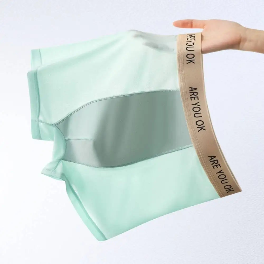 4pcs Boxer Shorts Men's Ice Silk Underwear Summer Breathable Underpants Men Sexy Thin Panties U Convex Lingerie