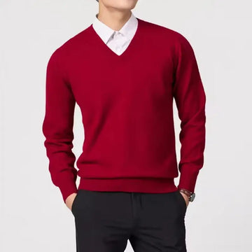 Wool Men's Sweaters V-neck Pullovers Cashmere Knitting Hot Sale Spring Autumn Sweaters Knitwear High Quality Jumpers Clothes