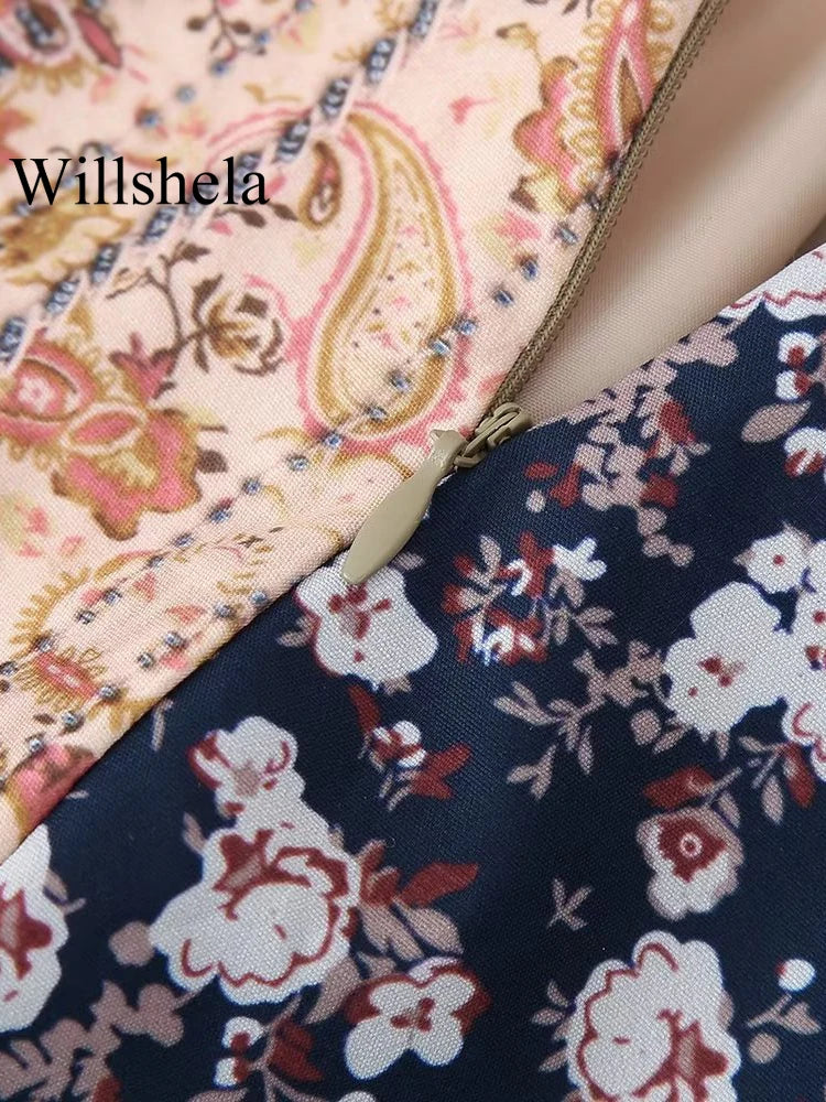 Willshela Women Women Fashion Stampato con cerniera con cerniera Mini gonna vintage alta vita asimmetrica femminile maschi