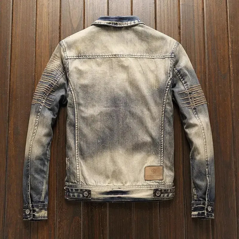 Cowboy Coat for Men Autumn Korea Vintage Fashion of Fabric Casual Denim Jackets Man Low Cost Menswear Lxury Outwear Size L Joker