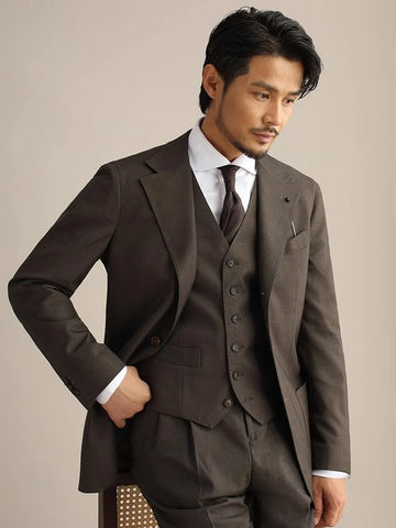 CULTUM Neapolitan Wedding Suit Set Men's Easy to Maintain Busin Casual Cotton Blend Double Cuffed Tuxedo for om