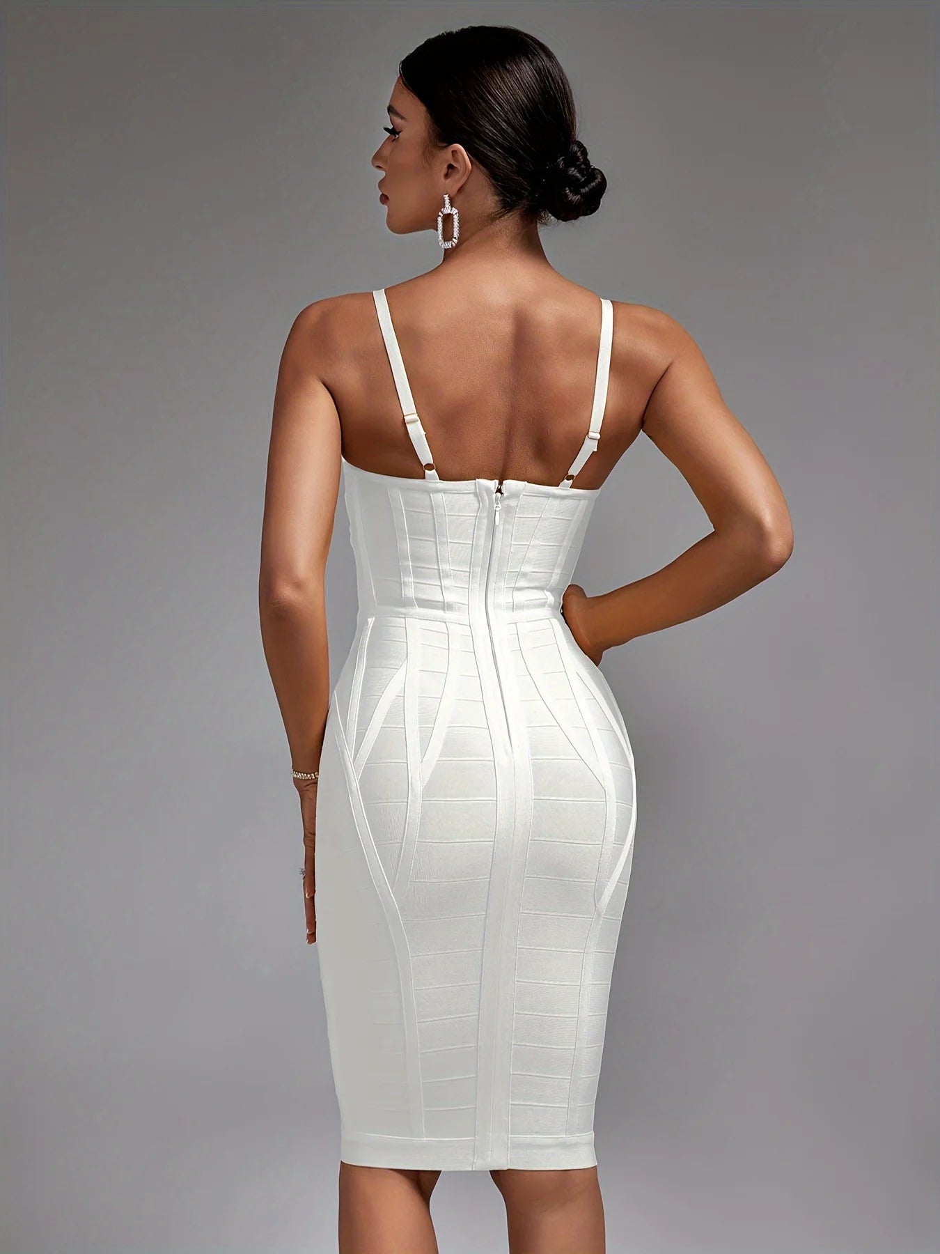 White Bandage Dress Women Midi Party Dress Bodycon Elegant Backless Sexy Evening Birthday Club Outfits Summer 2024