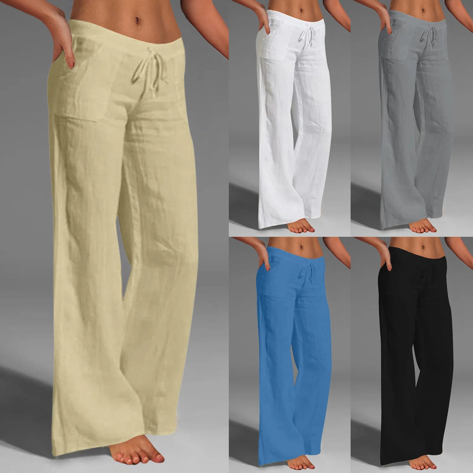 2024 Pantalon féminin en lin coton en coton surdimension