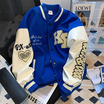 2023 New American Vintage Klein Blue hip Hop Y2K loose men and women thin baseball clothes street racing clothes jacket 3XL
