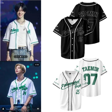 KPOP 2025 Taemin Ephemeral Gaze World Tour Baseball T Shirt Men Women Hipster Hip Hop Short Sleeve Baseball Jersey Graphic Tees