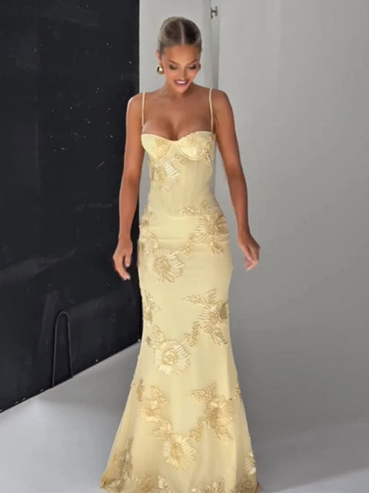 Women Flower Printed Sling Long Dresses Sleeveless Off Shoulder Floor Length Backless Maxi Dress Lady Elegant Chic Party Robe