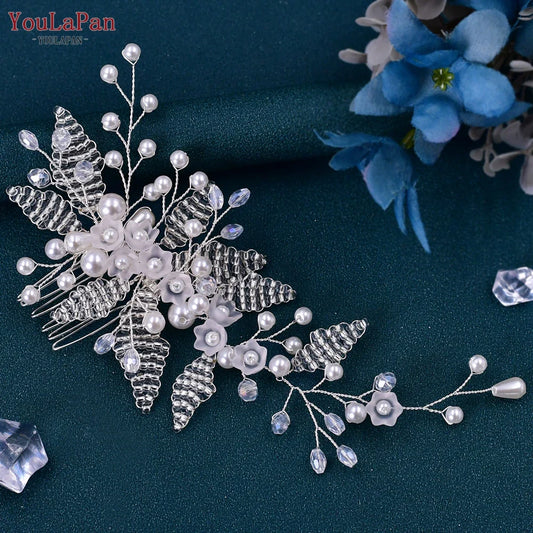 YouLaPan HP135 Pearl Woman Hair Comb Bridal Tiara Headdress Wedding Accessories Jewelry Bride Hair Clip Bridesmaid Headpiece