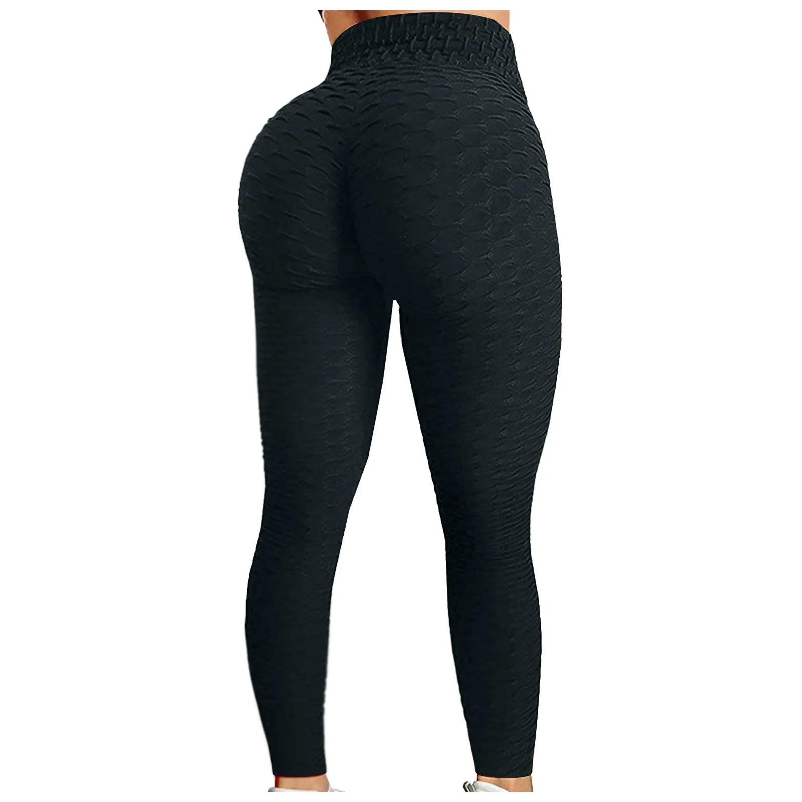 Ejercicio de elevación de la cadera de burbujas de mujeres Fitness que funcionan con pantalones de yoga de cintura alta