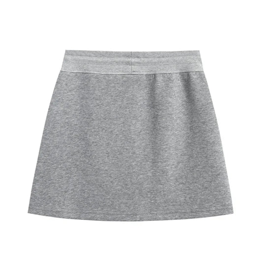 Women High Waist Sports Skirt Drawstring Split Pocket Slim Knit A-line Run Shorts Skirts Sexy Solid Simple Mini Bodycon Skirt
