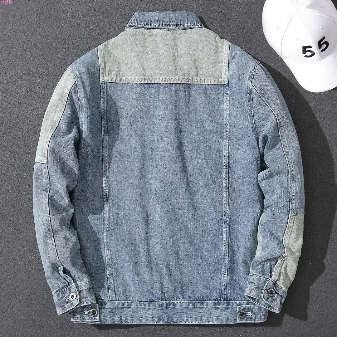 Splicing Button Blue Autumn Denim Jackets Man Jeans Coat for Men Fashion G Original Korea Clothing Big Size Rock Loose Lxury L S