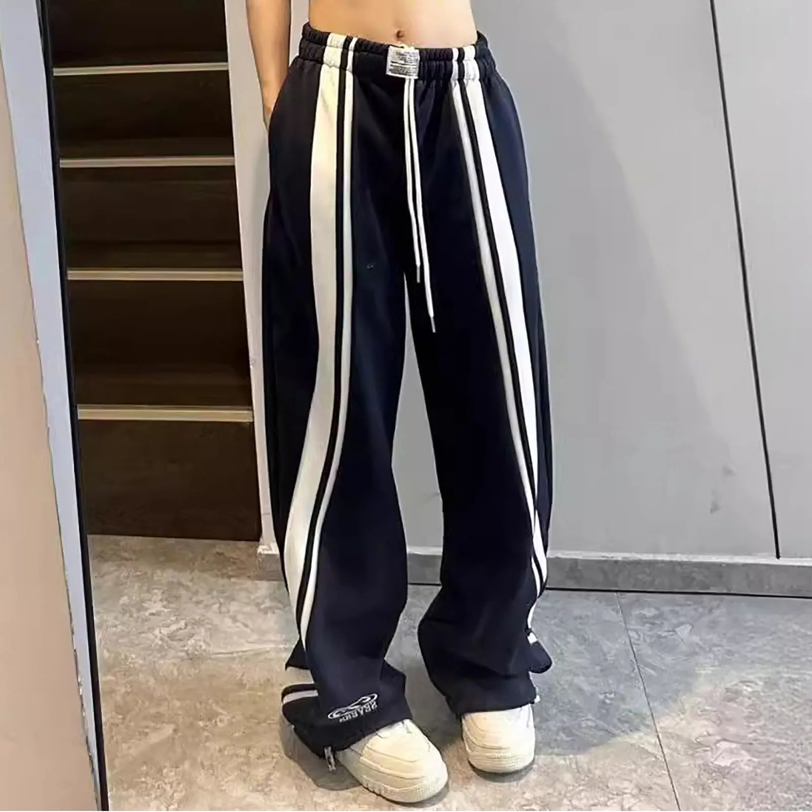 American Retro Black Street Hip-hop Trend Leisure Wide-leg Trousers Thin Straight Tube Baggy Sweatpants Cargo Pants Streetwear