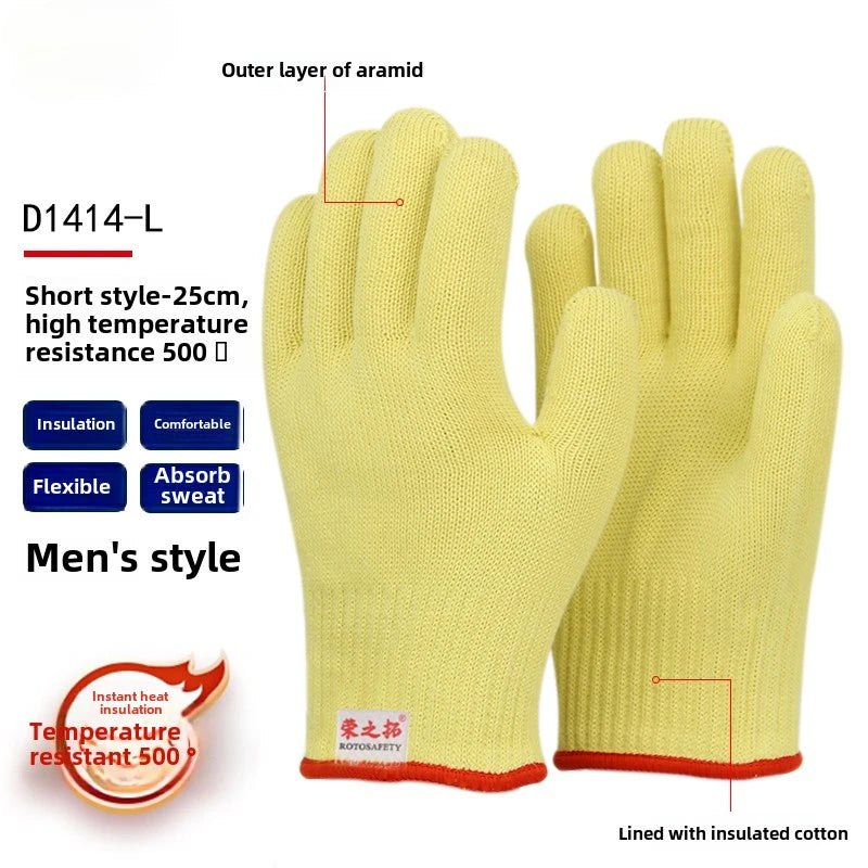 500 degree high temperature resistant aramid gloves barbecue anti-cut heat insulation baking anti-scalding kevlar gloves