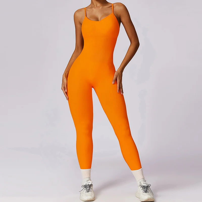 Seamless Gym Sports Overall Sportswear Backless Fitness Yoga Suit One Piece Jumpsuit Sport Outfit Workout Bodysuit Women