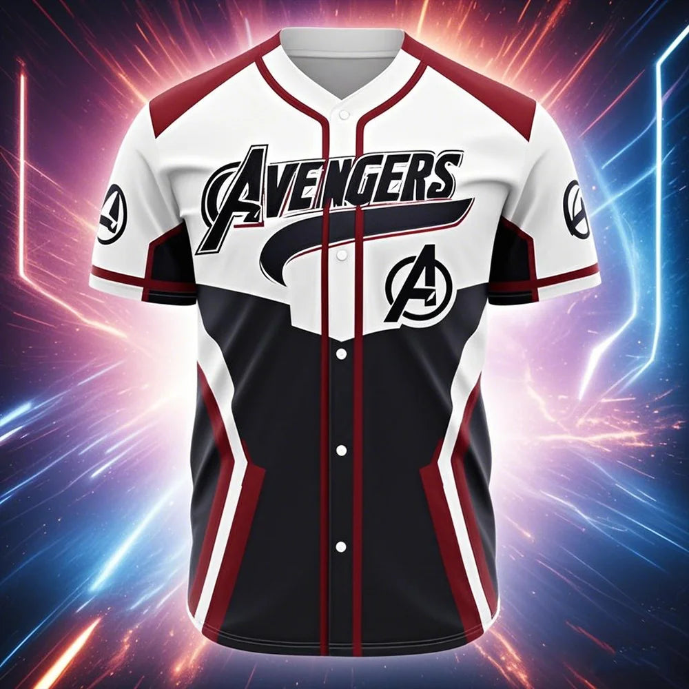Marvel Avengers Baseball Jersey Shirt Men Summer Vintage Baseball Uniform Male Sports Tops Casual Clothing High Street Outfit