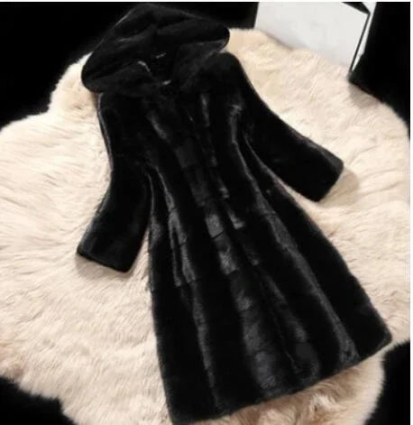 Women's Fashion Long Faux Fur Coat Autumn Winter Warm Women Faux Fox Fur Fluffy Jacket Furry Coats Long Sleeveless Jacket Teddy