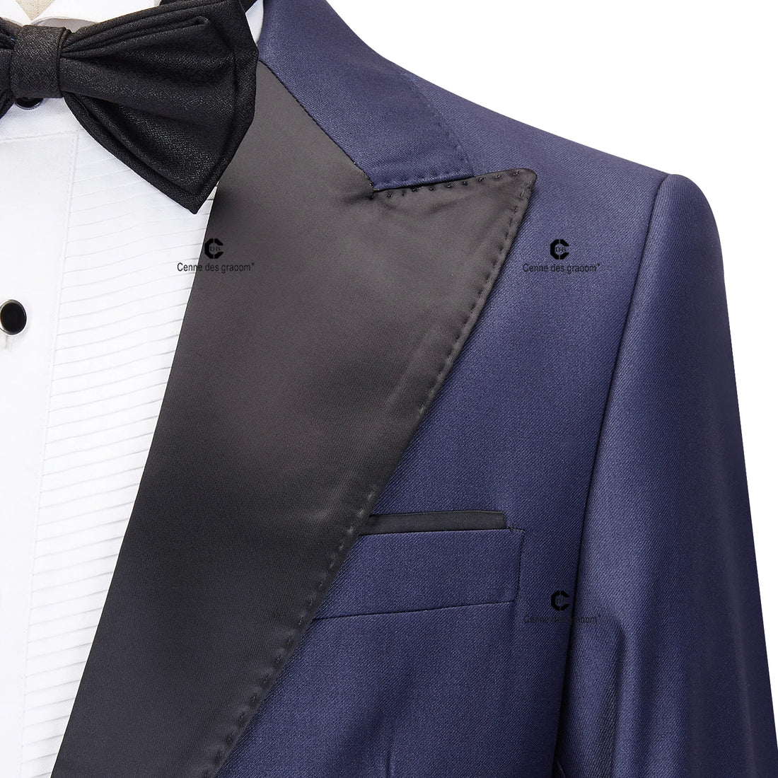 Cenne Des Graoom 2023 Tuxedo Suits for Men Black Satin Peak Lapel Slim Fit Solid One Button Elegant Wedding Party Evening Dress