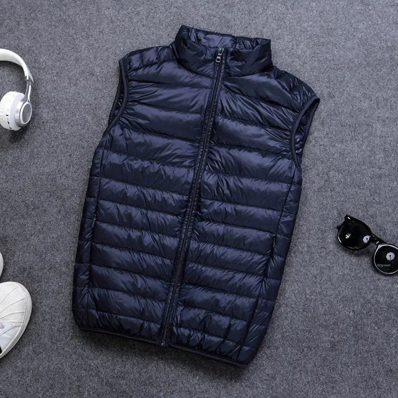 Schinteon 90% White Duck Down Men Vest Gielt Casual Waistcoat Spring Autumn Light Down Jacket Male