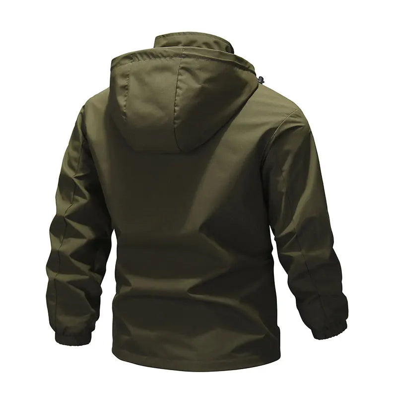 Men Hiking Jacket Autumn Outdoor Camping Sports Hooded Coat Patchwork Breathable Mountaineering Jacket Stand-up Zippered Jacket