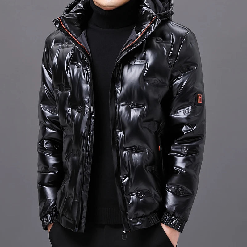 Bright Face Zipper Down Coats Hooded Warm Simple Trend Classic All-tie Fabric Warm Comfortable Skin-friendly Wear-resistant