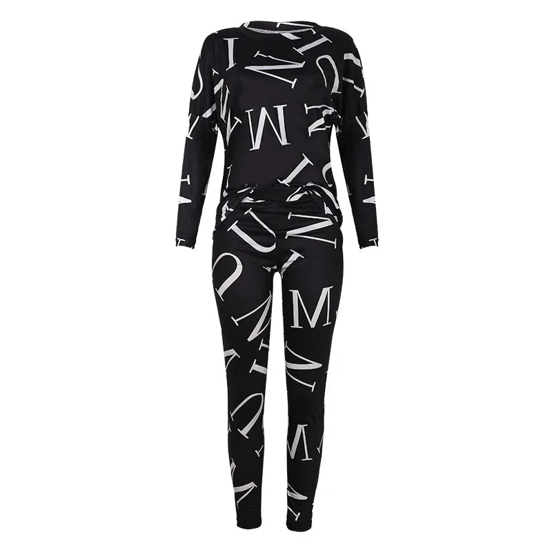 Women Tracksuit Autumn Winter Warm Letter Top Suits Casual Yoga Set Sweatshirts And Jogging Pants Outfits Sweatpants 2 Piece Set