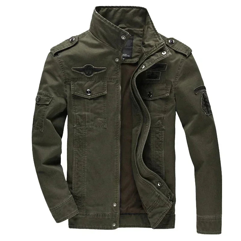 Men Work Jacket Spring and Autumn 2024 New Solid Color Retro Embroidery Outdoor Camping Windproof Coat Men Slim Fit windbreaker