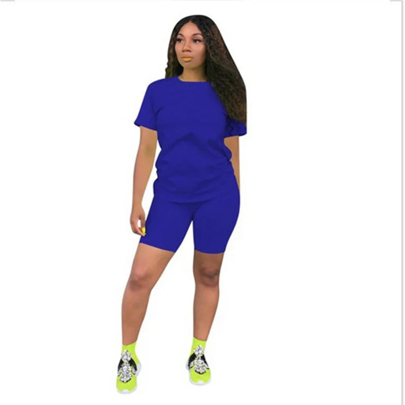 2024 Women Define roupas de verão Sportswear de duas peças O-pescoço ONEGO CURTO DE MUNDA CHUMA TRACO DE GINDRESSATO DE GYMS TSHIRTS DE ROUGO