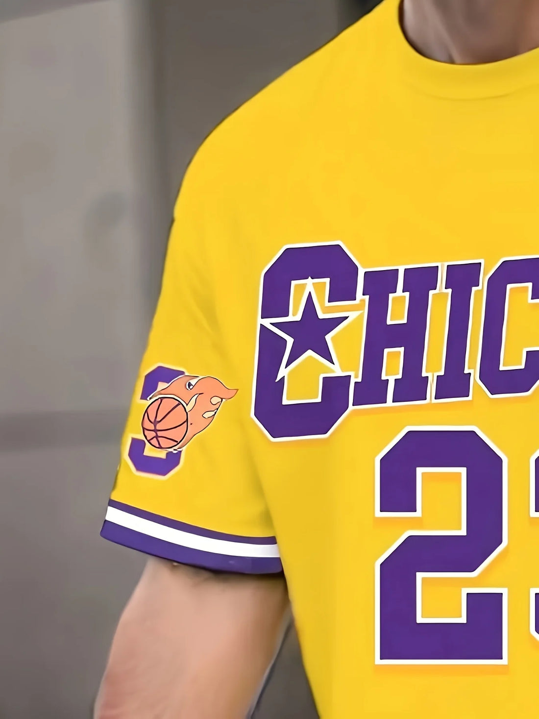 New Purple Chiago No.23 Print Men's Casual Short Sleeve T-Shirt Shorts Set Adult Basketball Jogging 2 Piece Set Men Clothing