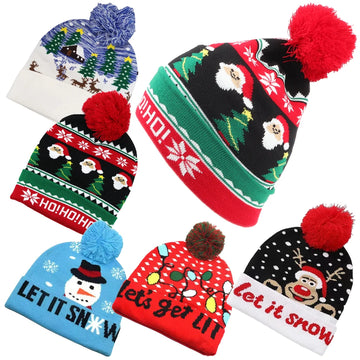 Men's winter warm hat, woolen ball, Christmas knitted hat, women's woolen hat