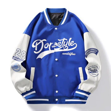 Men's Classic Baseball Jacket Black Blue Polyester Regular Zipper Casual Jacket 2024 Spring and Autumn Printed Fashion Men's