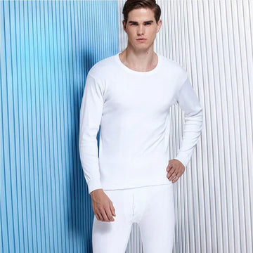 Autumn Winter Men's Pure Cotton Warm Underwear Suit Fashion Thermal Underwear Shirt Basic Cotton Underwear Men's Warm Set