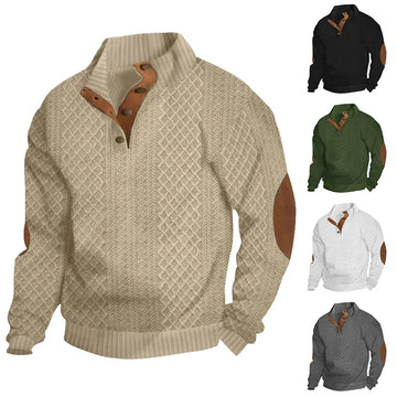2024 Men's Trendy Casual Sports Sweater Jacquard Style with Button Unbinding