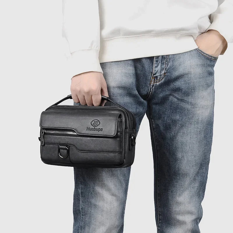 Men's Cross Shoulder Bag Husband Small Crossbody Bags for Man 2025 PU Leather Fashion Sling Messenger Mobile Bags Male Handbag