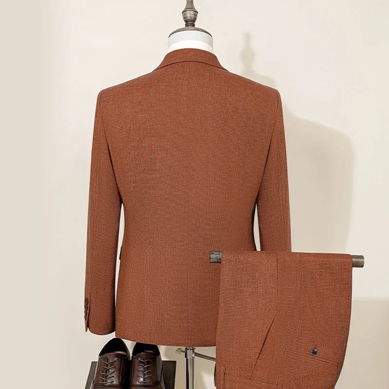 ST Cassy High Quality Formal Business Office Men's Suits Slim Fit Lapel Solid Color Suit（jacket+Vest+Pants）