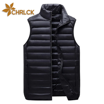 CHRLCK Men's Hiking Down Vest Waterproof Ultra Light Thermal Coat Men Hutting Camping Skiing Duck Down Vest Outdoor