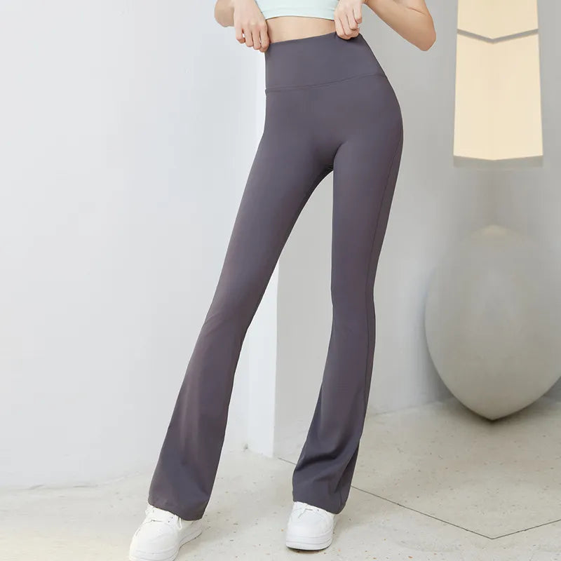 Pantalon de yoga noir feuille de flare