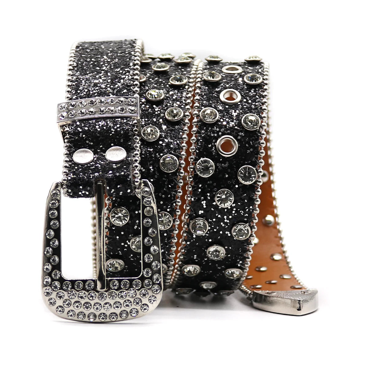 Western Cowgirl Bling Studded Design Leather Diamond Belt Men Women Fashion Dazzling Rhinestone Belt for Jeans Dress