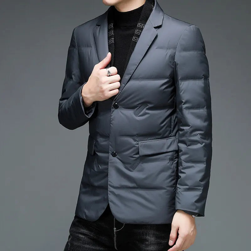 Men's down jacket scarf collar down jacket middle-aged dad middle-aged suit plus fat M-6XL high quality fashion coat