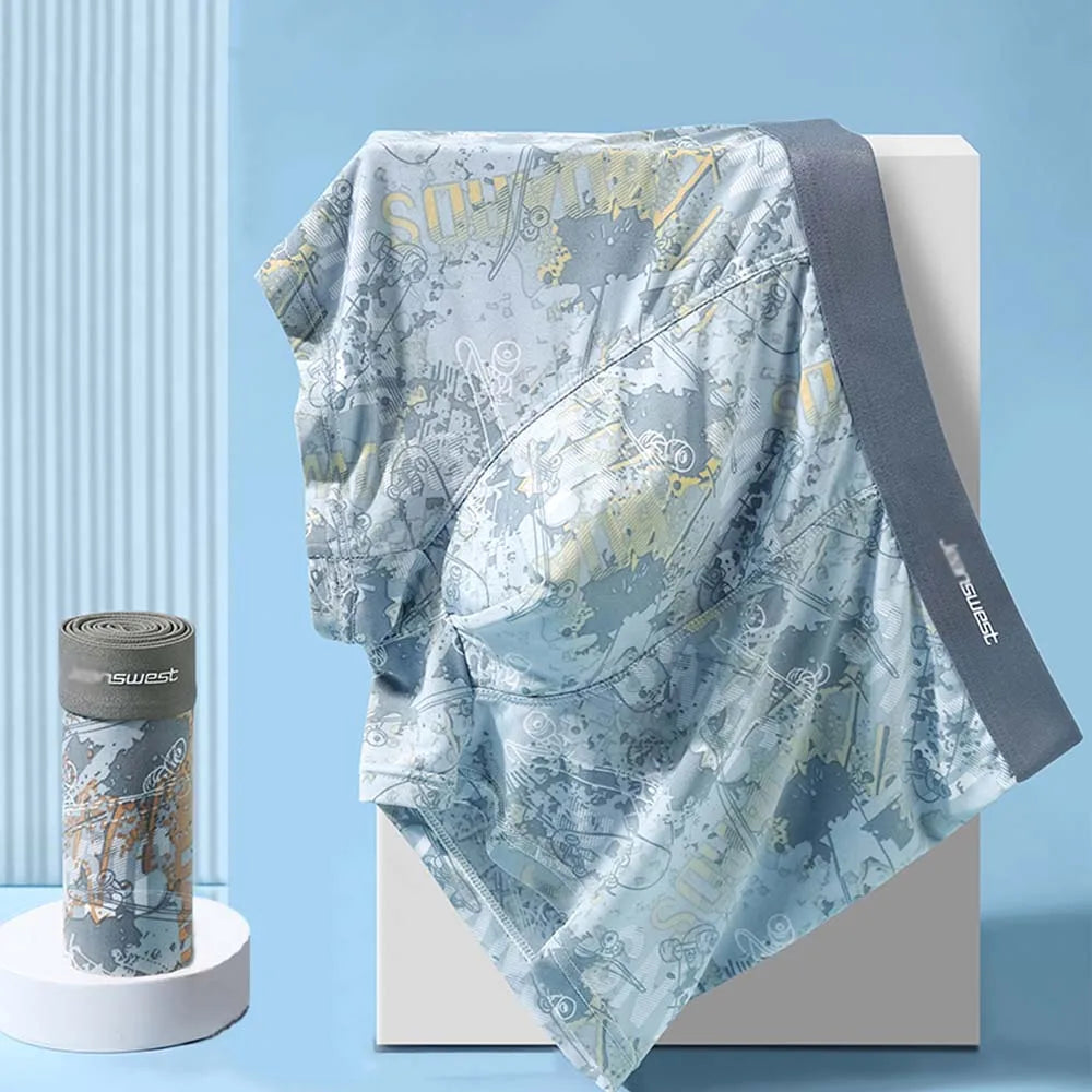 Man Underwear Summer Lightweight Ice Silk Boxers man Smooth Touch Quick-Dry Men's Panties  Fashion Printed Sexy Lingerie